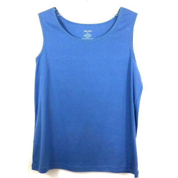 Studio Works 2Pc Shirt & Tank Petite Size PM Button Up Textured Blue Crinkle - Picture 5 of 7